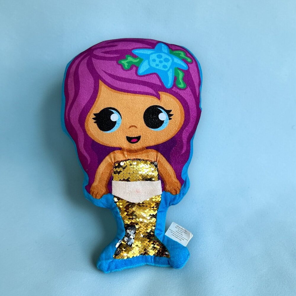 Nanco Mermaid Doll 14" Plush Purple Hair Gold Sequin Stuffed Animal Pillow Toy